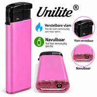 Unilite NC Roze Blanco Bedrukbare Aanstekers &ndash; Zacht vlam - 50 stuks