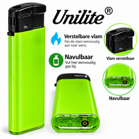 Unilite&reg; NC Groen Blanco Bedrukbare Aanstekers &ndash; Zacht vlam - 50 stuks
