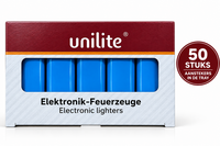 Unilite&reg; NC Blue Blanco Bedrukbare Aanstekers &ndash; Zacht vlam - 50 stuks