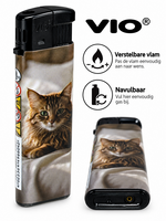 50 Luxe Navulbare Aanstekers in Tray &ndash; Katten &amp; Poezen Design &ndash; Zachte Verstelbare Vlam
