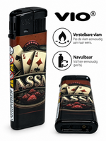 Aanstekers 50 stuks - Casino Poker Design  &ndash; Navulbaar &ndash; Zachte Verstelbare Vlam