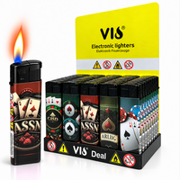 Aanstekers 50 stuks - Casino Poker Design  &ndash; Navulbaar &ndash; Zachte Verstelbare Vlam