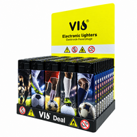 Aanstekers 50 Stuks in Tray &ndash; Navulbaar &ndash; Zachte Vlam &ndash; Verstelbare Vlam &ndash; Voetbal print