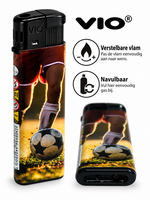 Aanstekers 50 Stuks in Tray &ndash; Navulbaar &ndash; Zachte Vlam &ndash; Verstelbare Vlam &ndash; Voetbal print