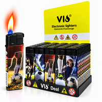 Aanstekers 50 Stuks in Tray &ndash; Navulbaar &ndash; Zachte Vlam &ndash; Verstelbare Vlam &ndash; Voetbal print