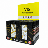 Aanstekers 50 Stuks in Tray &ndash; Navulbaar &ndash; Zachte Vlam &ndash; Verstelbare Vlam &ndash; Marmer Design