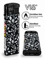 Aanstekers klik tray van 50 stuks - Navulbaar - zwart  wit print
