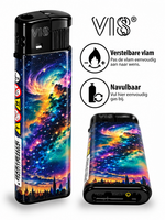 Aanstekers 50 stuks - navulbaar - Sterren kleuren print