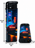 TOM&reg; Night Rider Aanstekers &ndash; Stoere Auto Print Aanstekers (50 stuks) &ndash; Navulbaar &amp; Verstelbaar vlam
