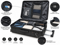 Groot koffer hemels zwart  65cm - tot 28kg - 4 spinner wielen