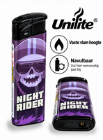 Aanstekers klik - Navulbare Fix Flame  - 50 stuks per tray Unilite Rock-'n-roll Print