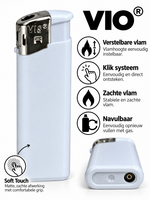 Aanstekers - wit blanco bedruk aansteker - soft touch - navulbaar - reclame logo aanstekers