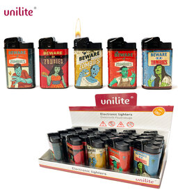 Unilite klik aanstekers - navulbaar - 20 stuks in een display - Zombie print 