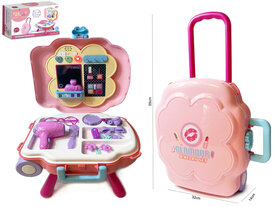 Toy box beauty set - 2 in 1 trolley and dressing table - with light and sound-beauty play pink