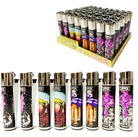 Clipper Aanstekers- 48 stuks- Spacey Vuursteen aansteker - na vulbaar 