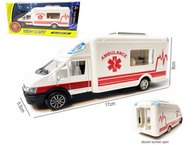 Ambulance - Speelgoed ambulancewagen - pull-back drive - Die Cast voertuigen - 17 CM