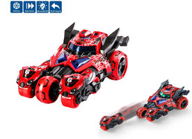 Die Cast Max catapult Car 3in1 -  pull-back - met 2 motors - licht en geluid - 1:32 Red