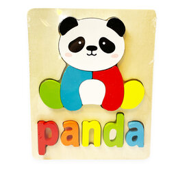Houten inlegpuzzel panda speelgoed - vormen puzzel voor kinderen 18x15cm