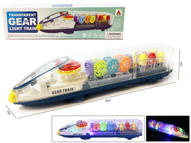 Transparant speelgoed trein met licht en geluid - kan alle kanten rijden - Gear train LED light - 30CM