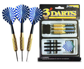 Dartpijlen set van 3 stuks - Darten - Blauw vlaggen - incl. darts shafts