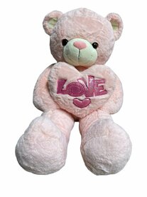Knuffelbeer Groot Roze- 75CM- zacht knuffel - met Love kussentje - Teddy beer