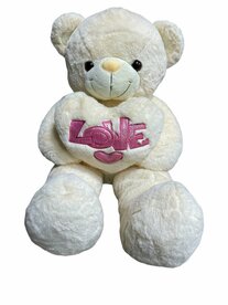Knuffelbeer Groot Beige - 75CM- zacht knuffel - met Love kussentje - Teddy beer