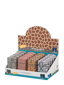 Jet Flame aanstekers  - turbo aansteker - 20 stuks in display - 360&deg; Animal print - soft touch