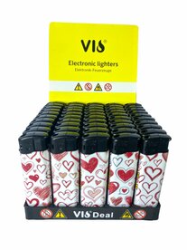 Aanstekers Klik 50 stuks met hartjes print - navulbaar