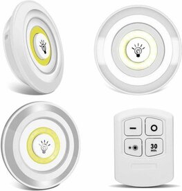 LED Lampen - 3 stuks met afstandsbediening - draadloze wandlampen - Dimbaar - met Timer - wit licht
