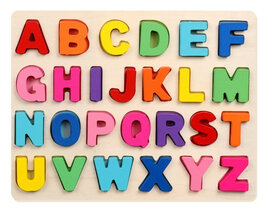 Houten alfabet inlegpuzzel speelgoed - ABC letters puzzel bord - 30x22.5 CM