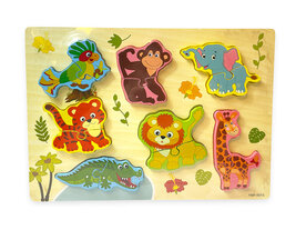 Houten inlegpuzzel dieren speelgoed - vormen puzzel bord - 30x22.5 CM