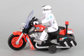 Toy police motorcycle - with siren and light - friction powered