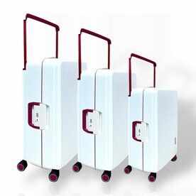 Suitcase set white Hardcase - 3 pieces - TSA Lock - wide handle Bubule