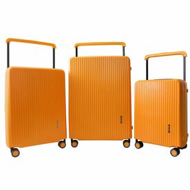 Suitcase set Orange Hardcase - 3 pieces - TSA Lock - wide handle Bubule
