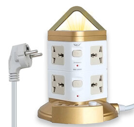 Power strip with USB-C - With Switch - 8 Sockets - 3 USB Ports + LED night light - Fast charger - 1.9M Universeel 