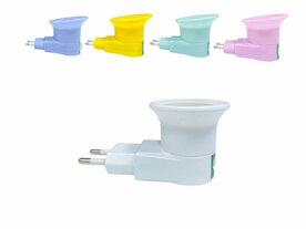 Stekker EU met E27 fitting + aan/uit schakelaar mix 5 stuks