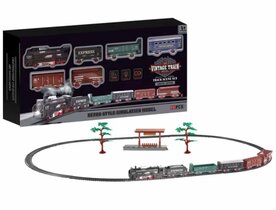 Electric Train - Classic Steam Locomotive - With Wagons, Track and LED Light - Railway Carriage - 23 Parts