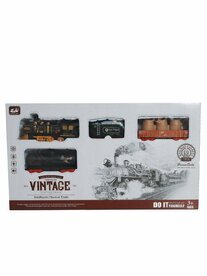 Electric Train - Classic Steam Locomotive - 103X78 cm - With Wagons, Track and LED Light - Railway Carriage - 17 Parts