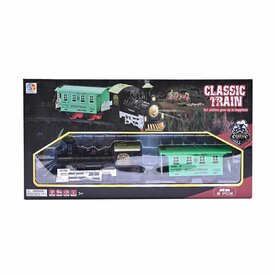 Electric train - Classic - With wagons, track and LED light - Railway wagon - 8 parts (74X74 cm)