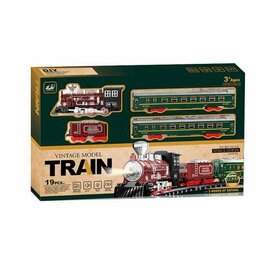 Electric train - Classic - With wagons, rails, music and LED lighting - Rail carriage - 19 parts vintage train