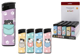 Unilite Aanstekers Pocket Cats &ndash; Schattige  katten print - Fix Flame Aanstekers 50 stuks per tray