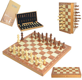 Magnetische Schaakset van Rozenhout - Met Ge&iuml;ntegreerde Sluiting - 38.8cm Schaakbord