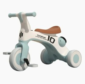 Kinderfiets en Loopfiets Blauw 2-in-1 - 3 wieler &ndash; comfortabel, stabiel en leerzaam