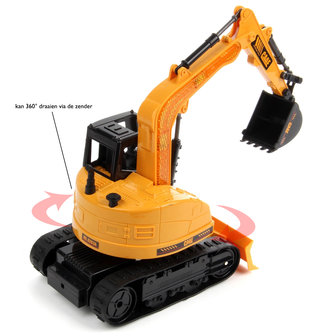 RC Excavator Toy Work Vehicle - LED Lights and Sound - 2.4GHz Controlled Truck 1:20