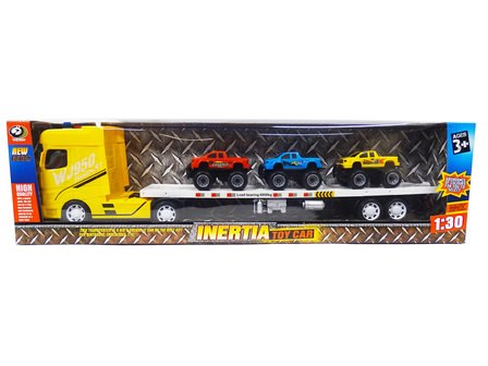 Super truck truck - car transporter with 3 mini cars - makes noise and has lights - 55CM