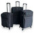 Suitcase set - 3 pieces - black - Polyester travel suitcase