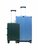 Hard shell suitcase set, PC ABS aluminum 2 pieces Large suitcase + hand luggage dark green + Light blue