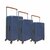 Bubule Hardcase suitcase set steel blue - 3 pieces - TSA lock - wide handle