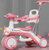 Children's tricycle with push bar - Music and Light - Pink