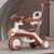 Children's tricycle with push bar - Music and Light - White&Brown